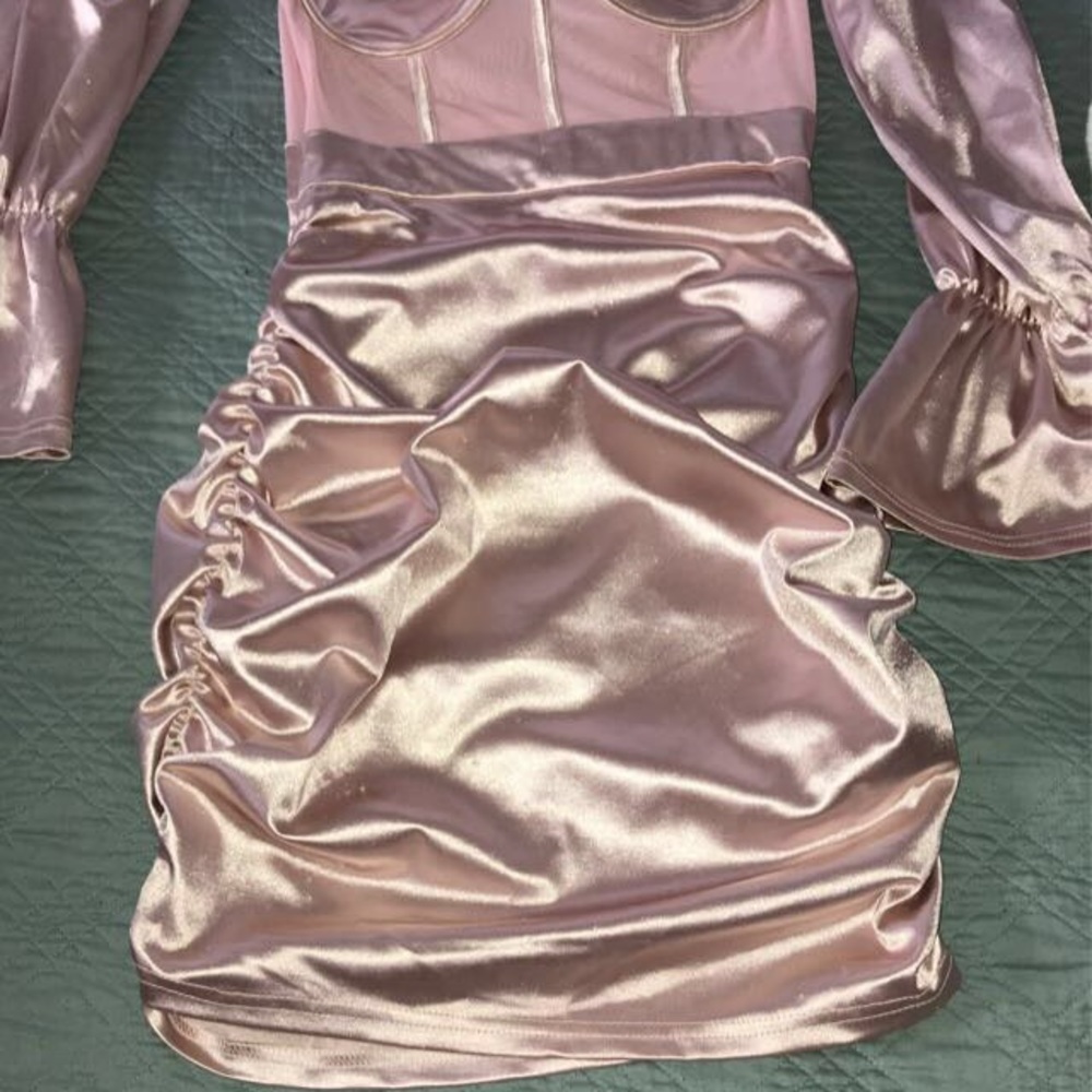 Satin blush pink dress